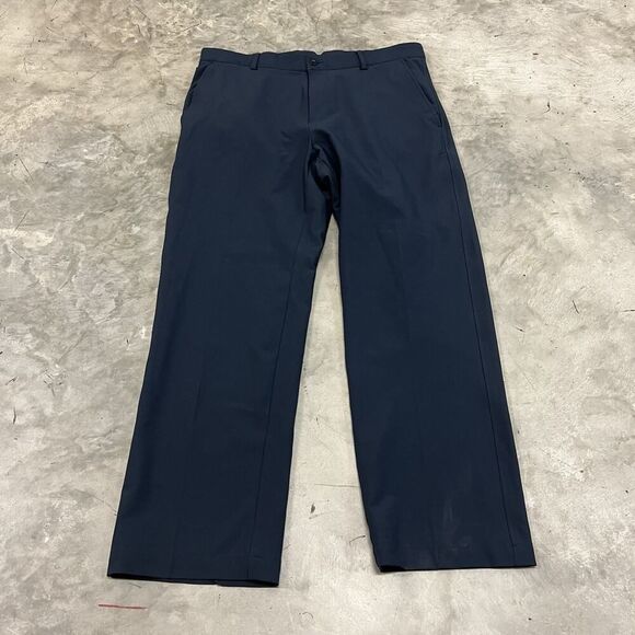 Dunning Mens 32x27 Everbest Blue Golf Performance Straight Leg Flat Front Pants - Picture 1 of 10